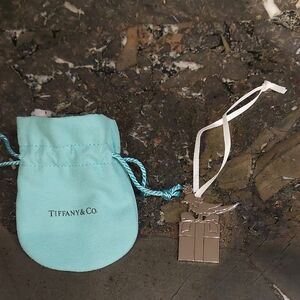 Tiffany & Co. Silver Ornament with White Ribbon